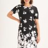 Clothing MILADYS | Floral Print Monochrome Shift Dress Multi