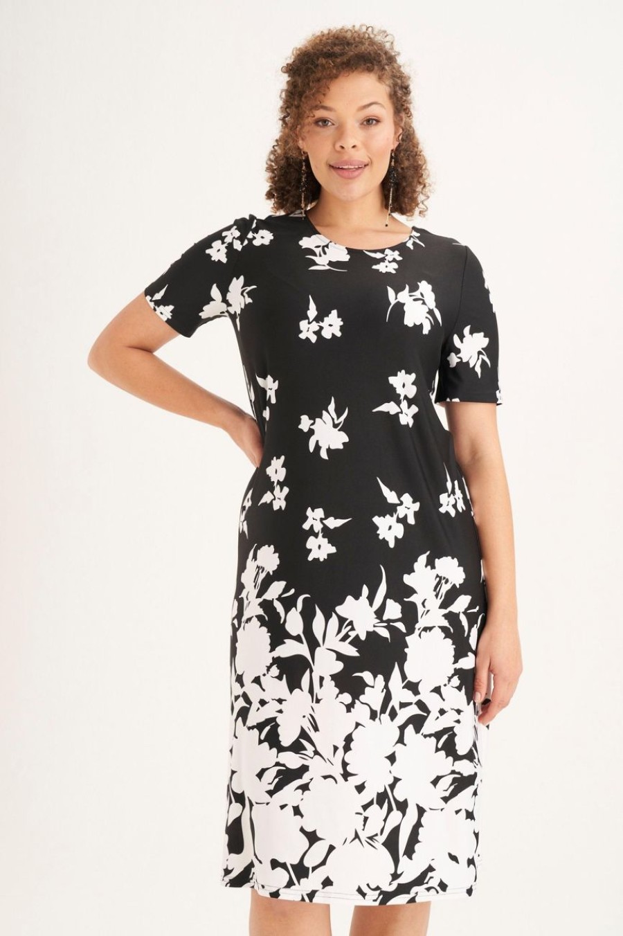 Clothing MILADYS | Floral Print Monochrome Shift Dress Multi