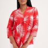 Clothing MILADYS | Leaf Print Trapeze Top Red Fire Engine Red