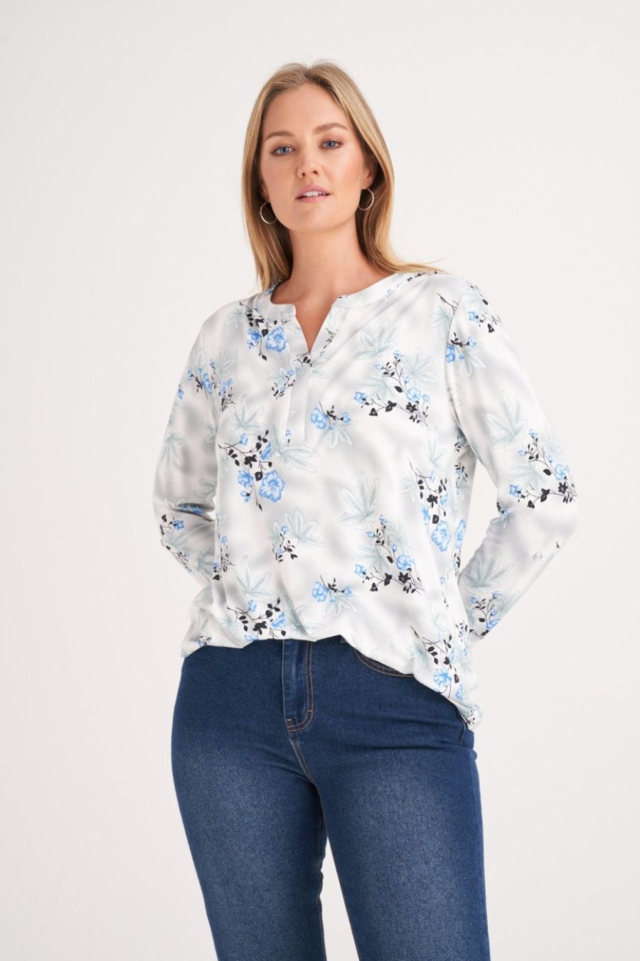 Clothing MILADYS | Floral Print Henley Top Multi