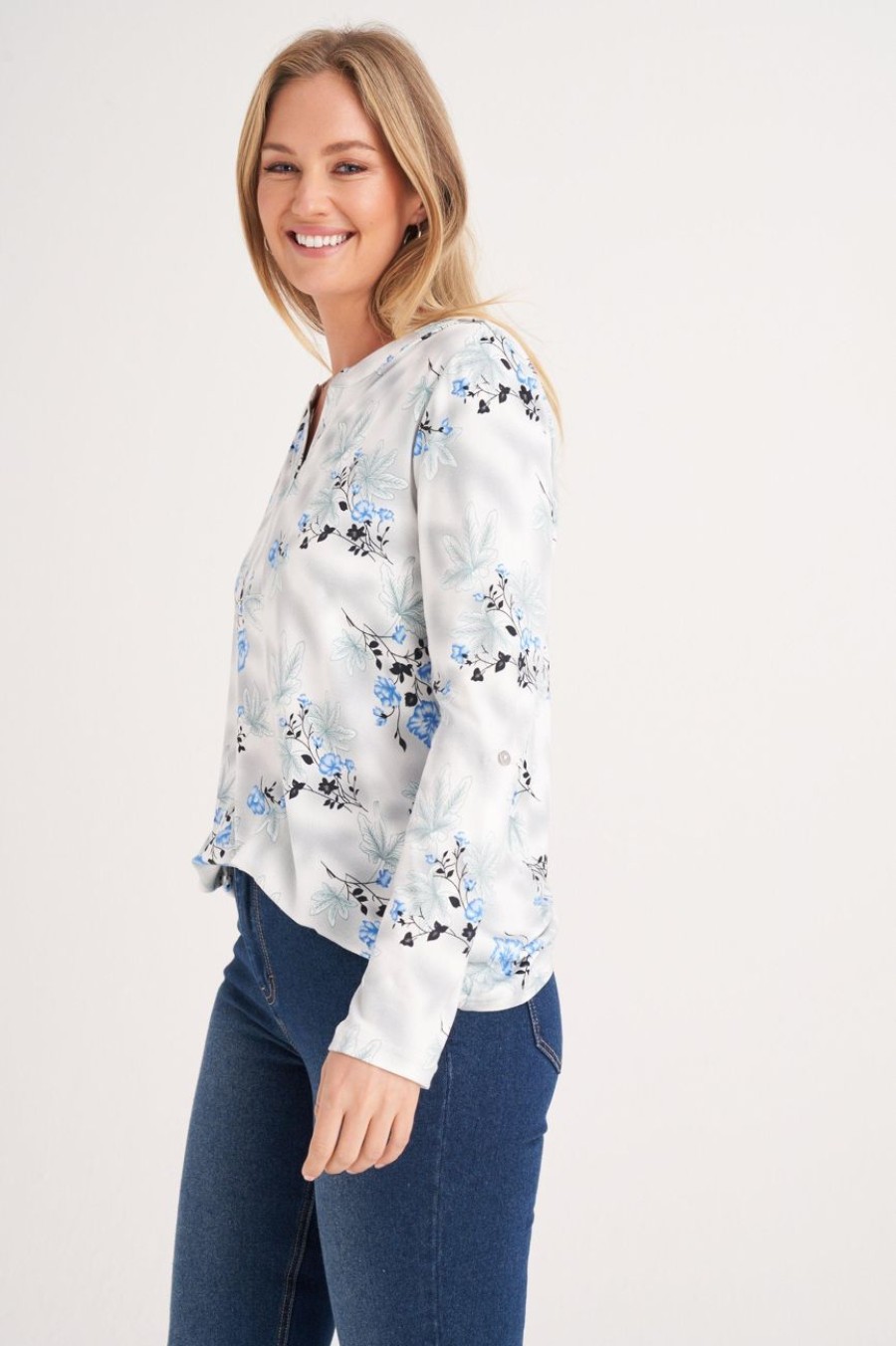 Clothing MILADYS | Floral Print Henley Top Multi