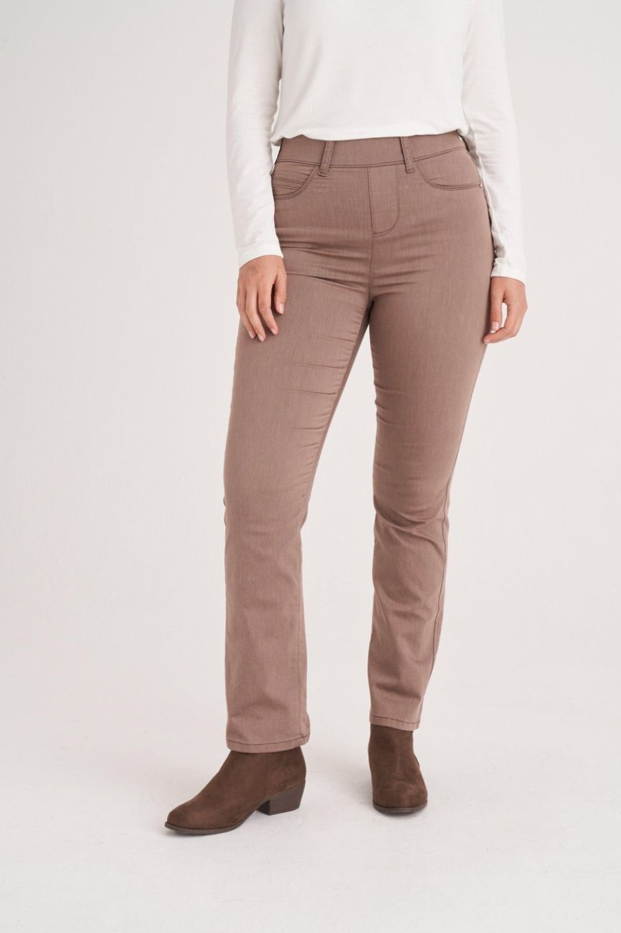 Clothing MILADYS | Pull On Straight Leg Twill Jeggings Beige