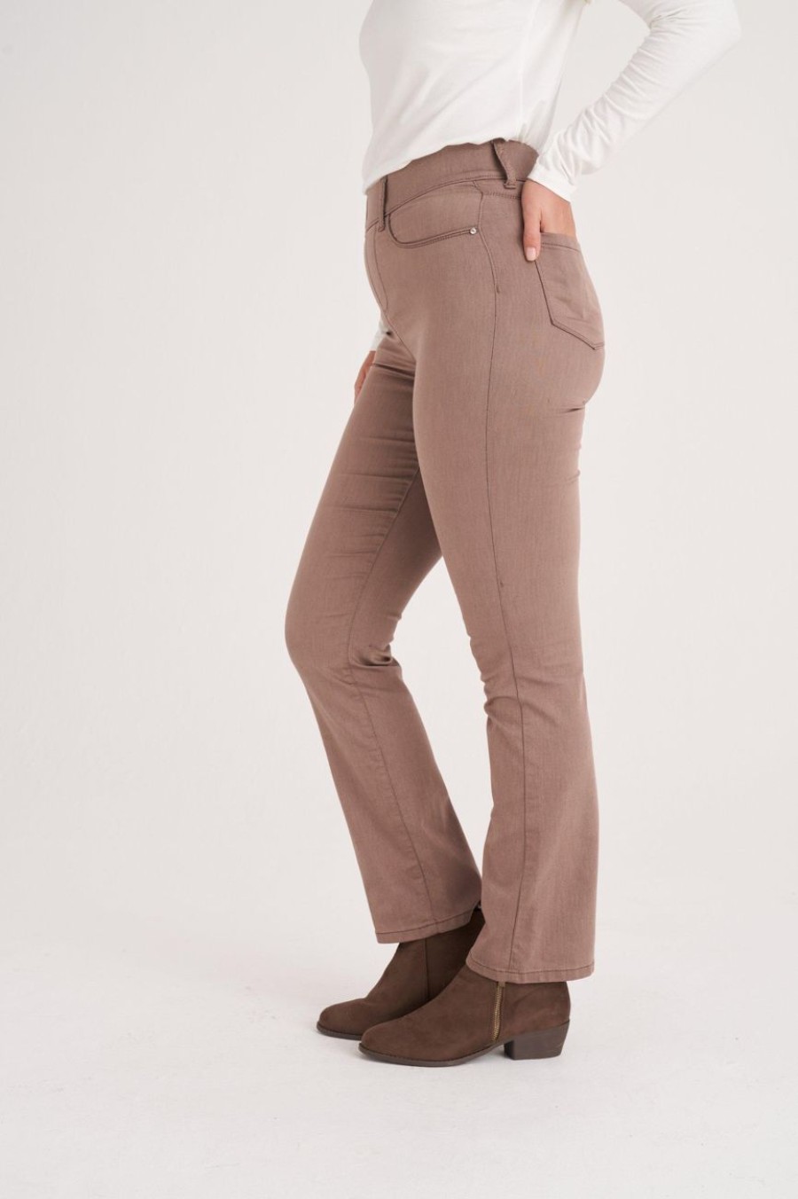 Clothing MILADYS | Pull On Straight Leg Twill Jeggings Beige