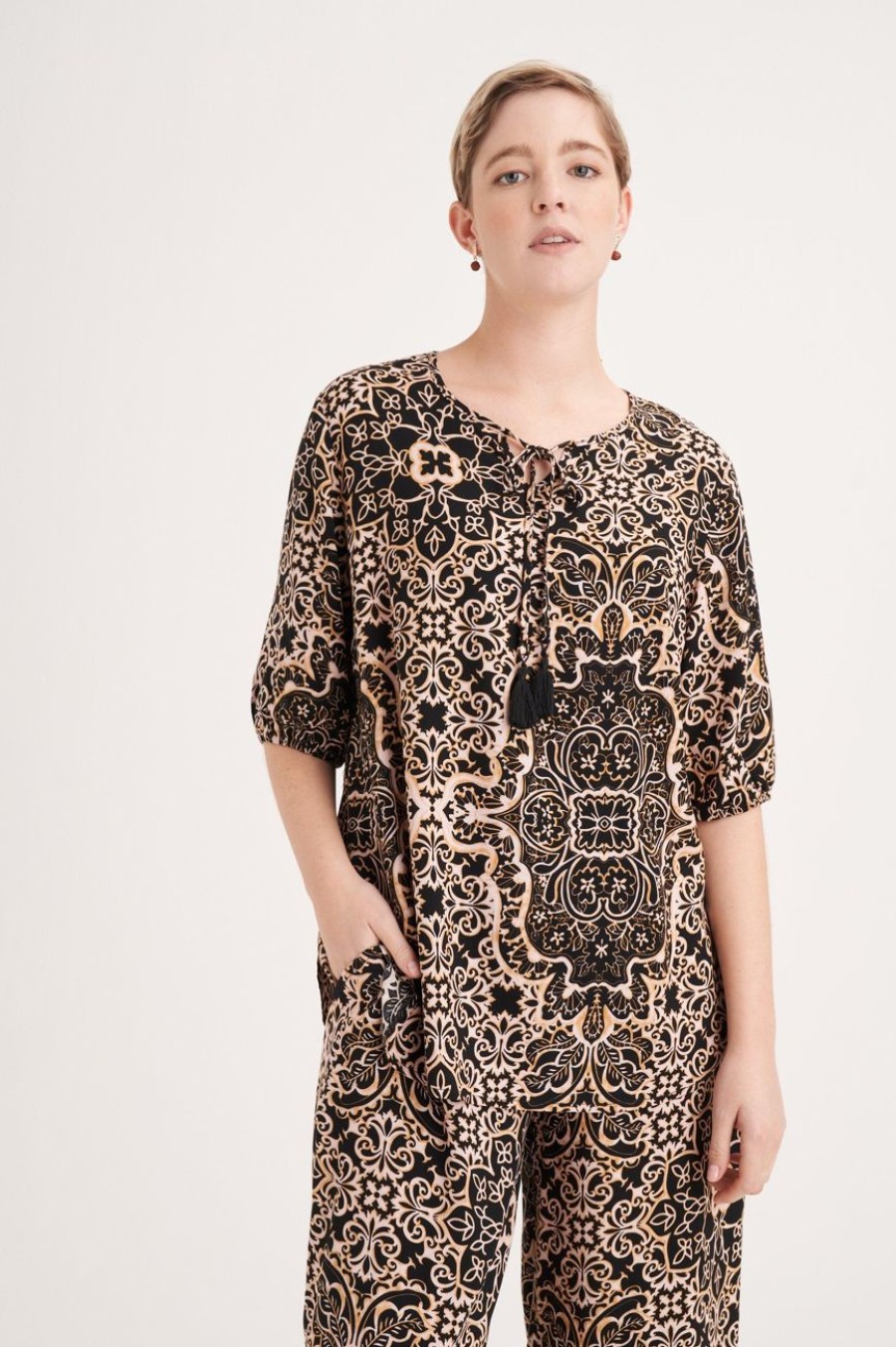 Clothing MILADYS | Printed Longer Length Boxy Top Multi