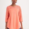 Clothing MILADYS | Embellished Lace Detail Top Orange Multi