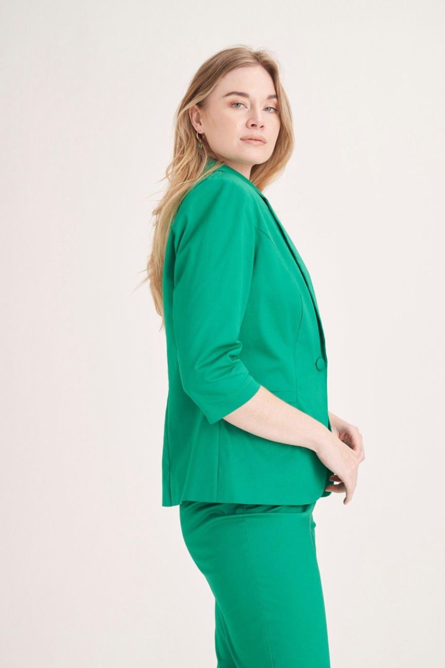 Clothing MILADYS | Cotton Sateen Blazer Green Grass Green