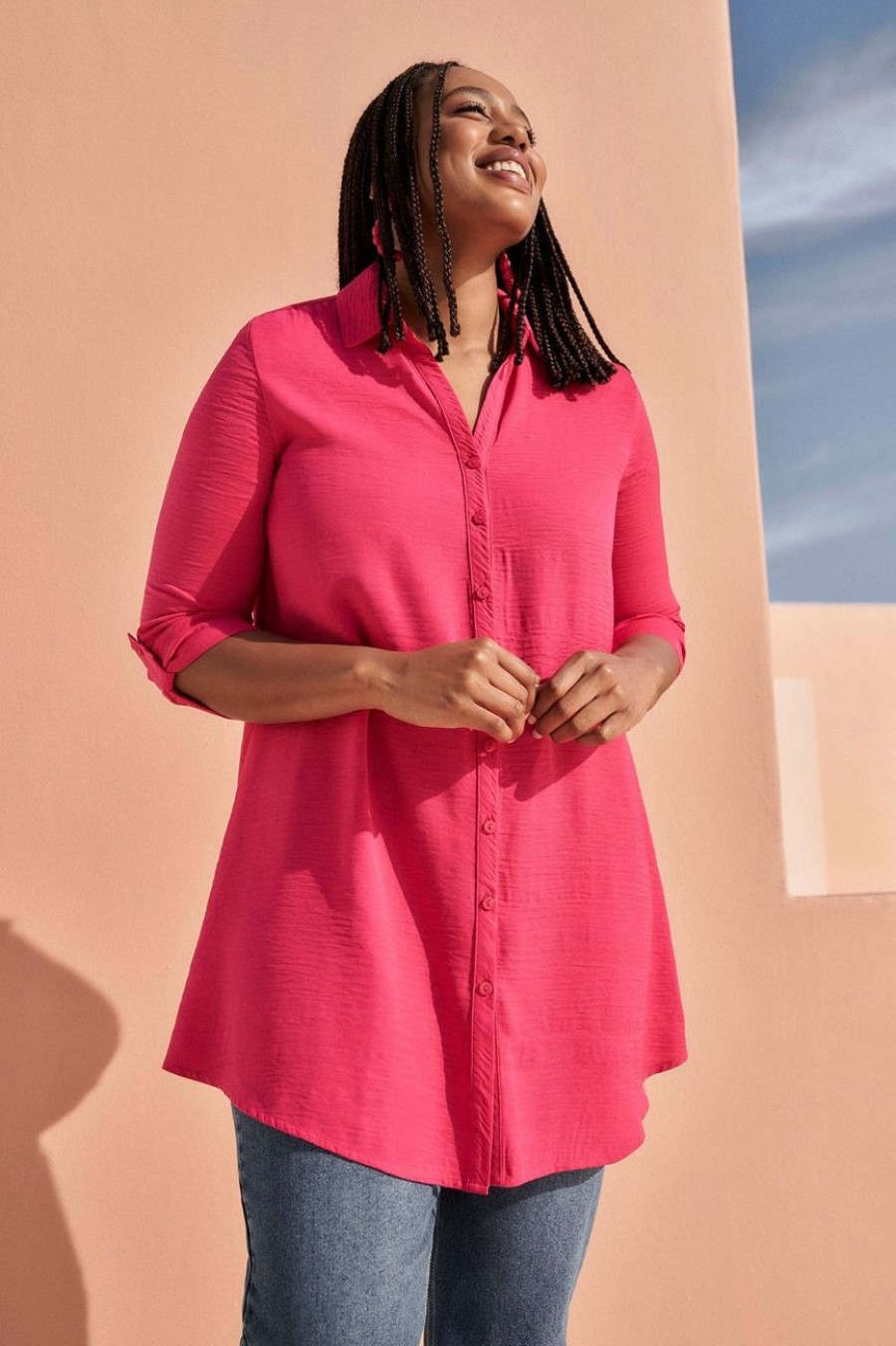 Clothing MILADYS | Longer Length Shirt Cerise