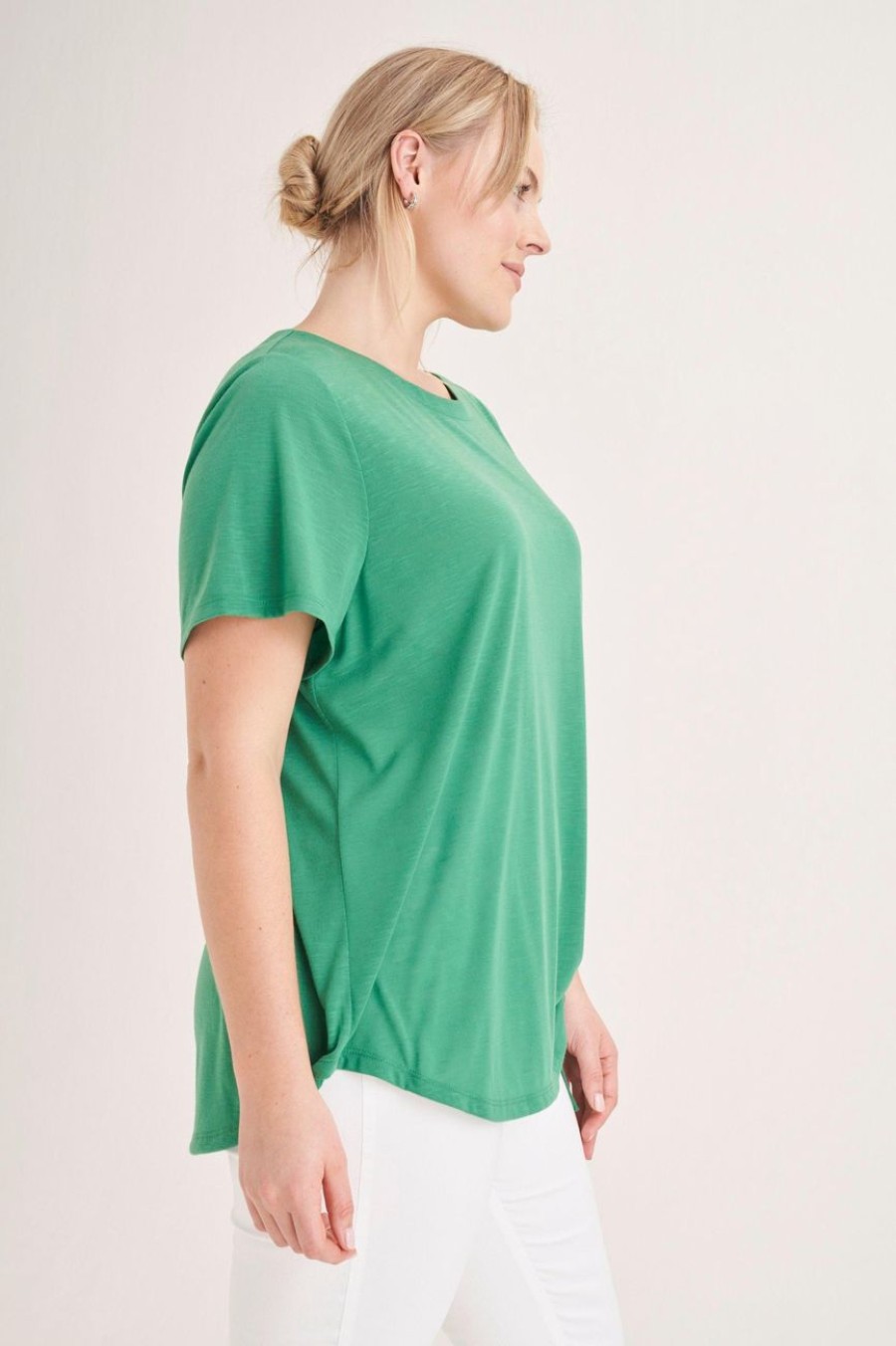 Clothing MILADYS | Side Detail Tee Green Forest Green