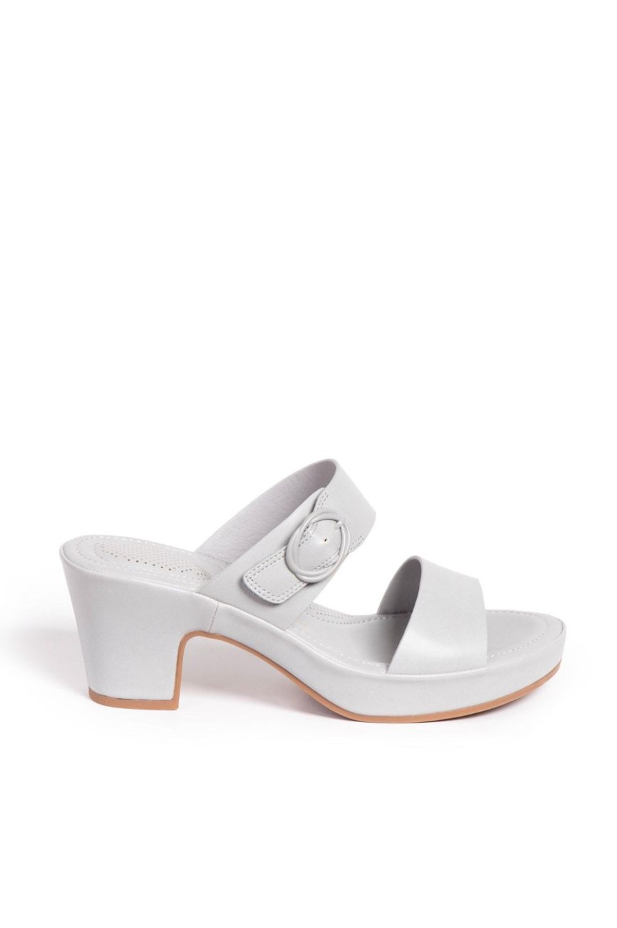 Shoes MILADYS | Double Strap Heeled Sandal - Bata Comfit Light Grey