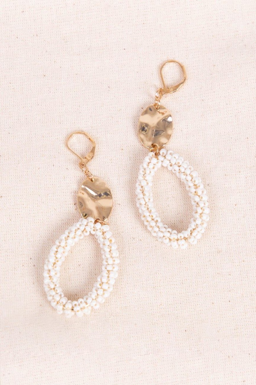 Accessories MILADYS | Beaded Drop Earrings Cream