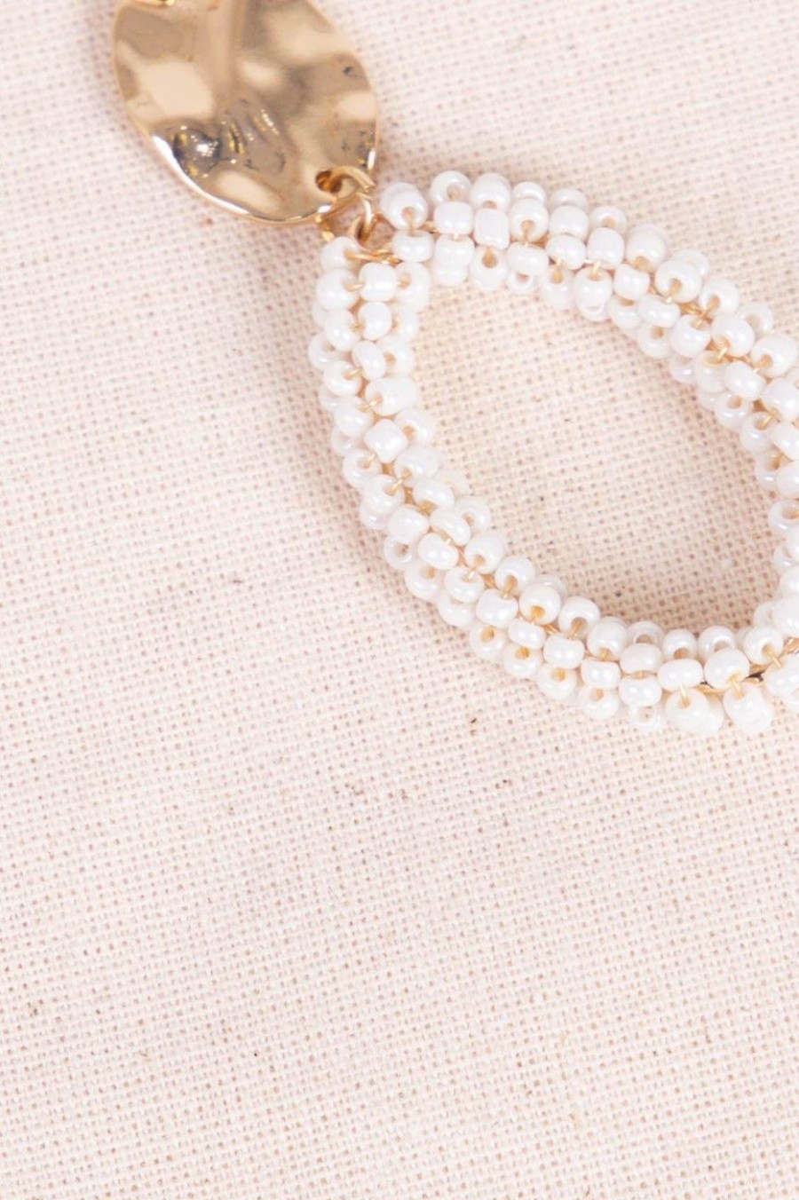 Accessories MILADYS | Beaded Drop Earrings Cream