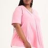 Clothing MILADYS | Front Pleat Trapeze Top Pink Rose Pink