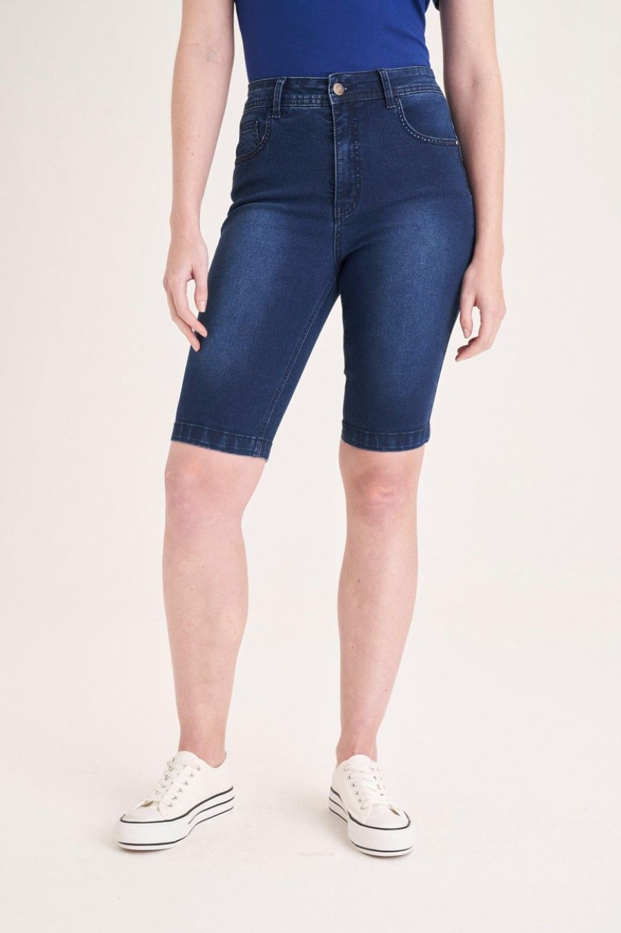 Clothing MILADYS | Slimleg Denim Bermuda Ink