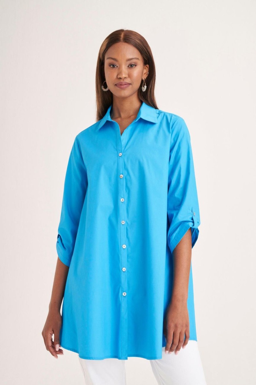 Clothing MILADYS | Longer Length Shirt Aqua