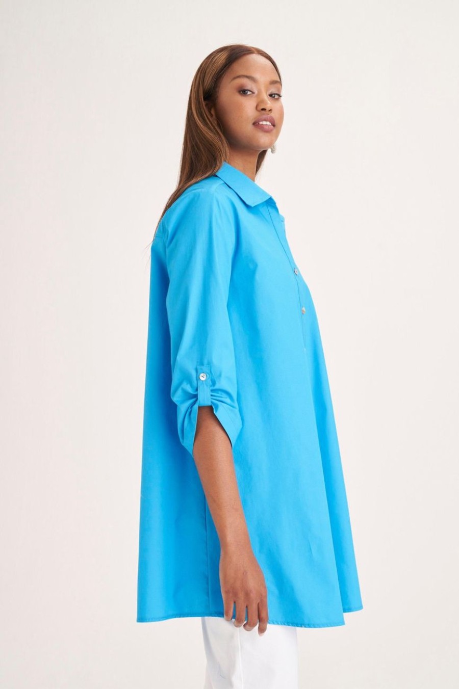 Clothing MILADYS | Longer Length Shirt Aqua