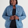 Clothing MILADYS | Printed Fleece Zip Through Jacket Petrol