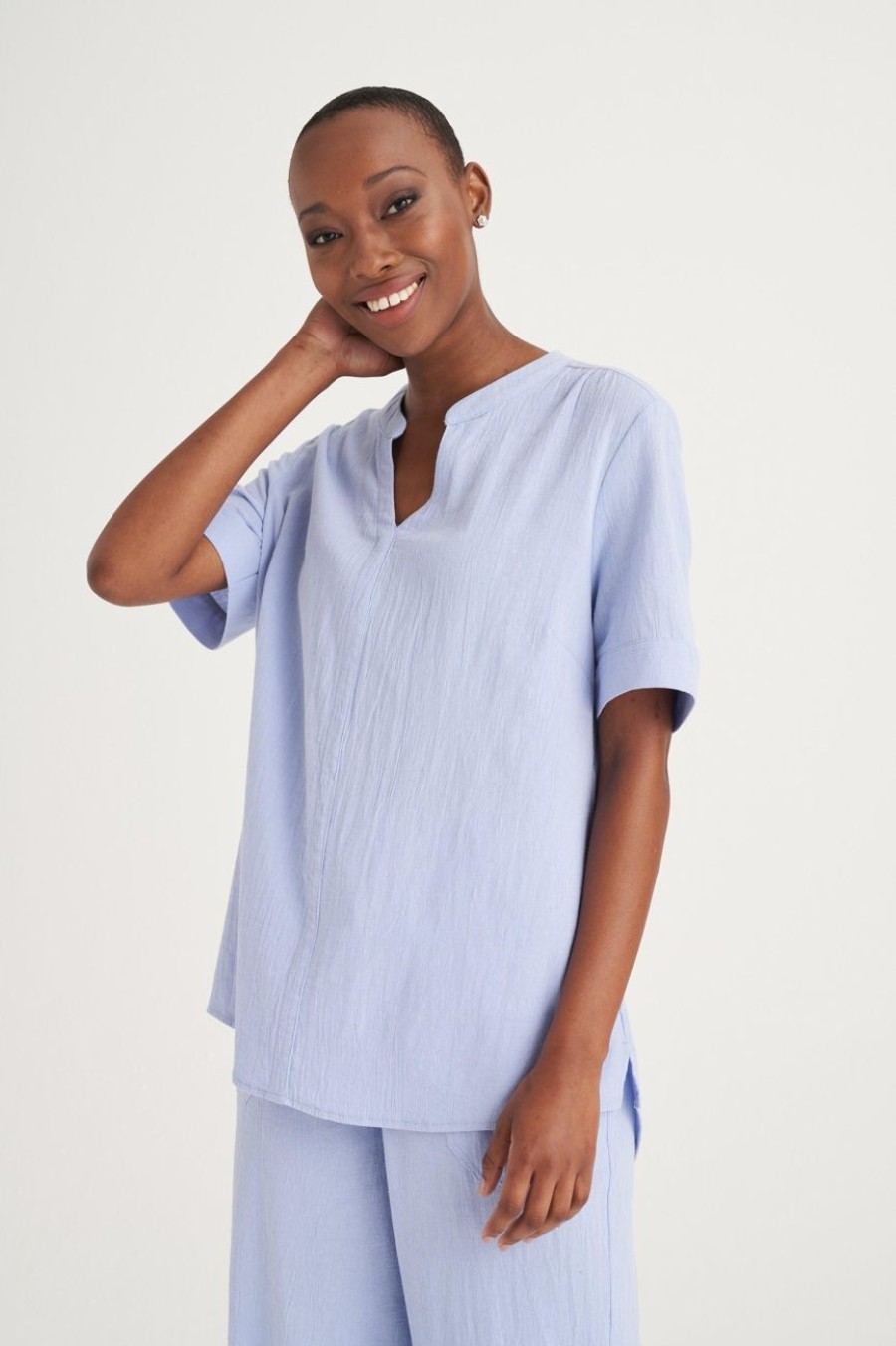 Clothing MILADYS | Crinkle Top Periwinkle