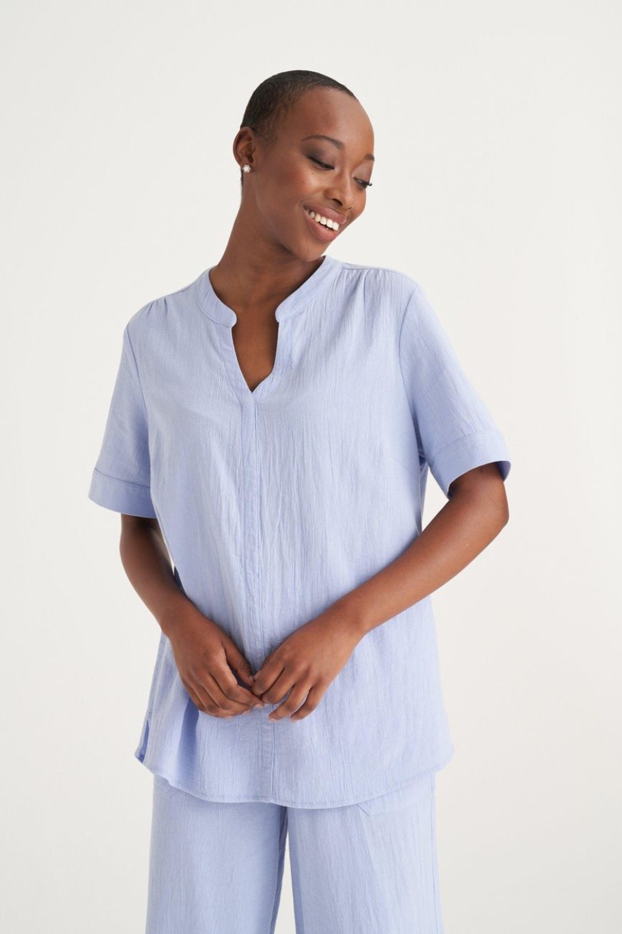 Clothing MILADYS | Crinkle Top Periwinkle