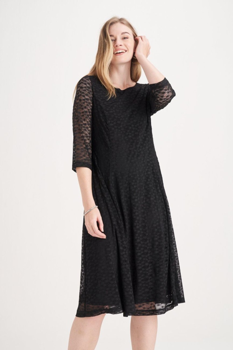 Clothing MILADYS | Lace Fit And Flare Dress Black