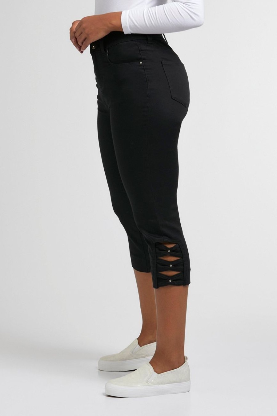 Clothing MILADYS | Straight Leg Twill Crops Black