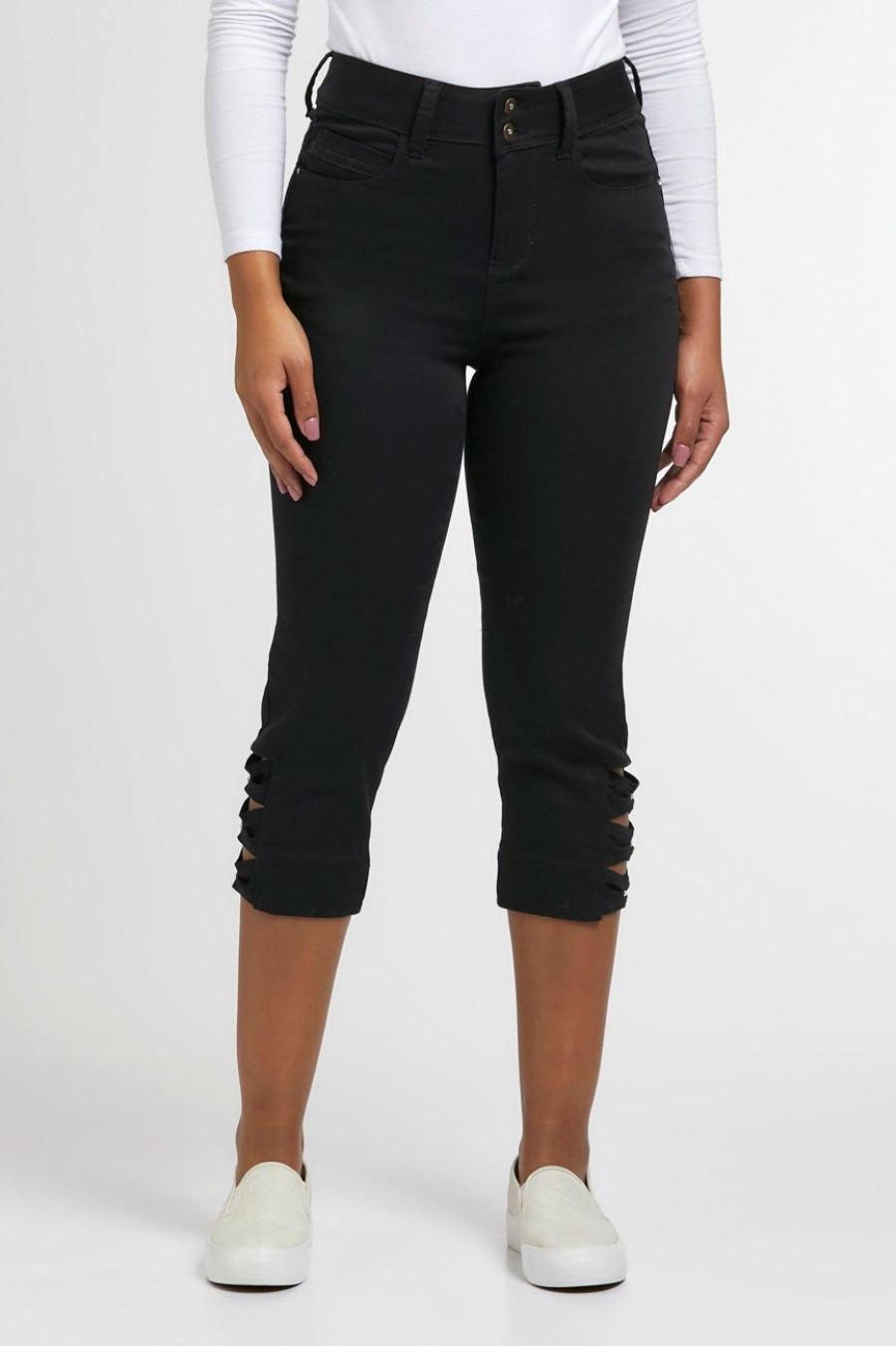 Clothing MILADYS | Straight Leg Twill Crops Black