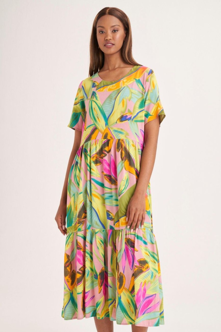 Clothing MILADYS | Floral Print Maxi Tiered Dress Multi