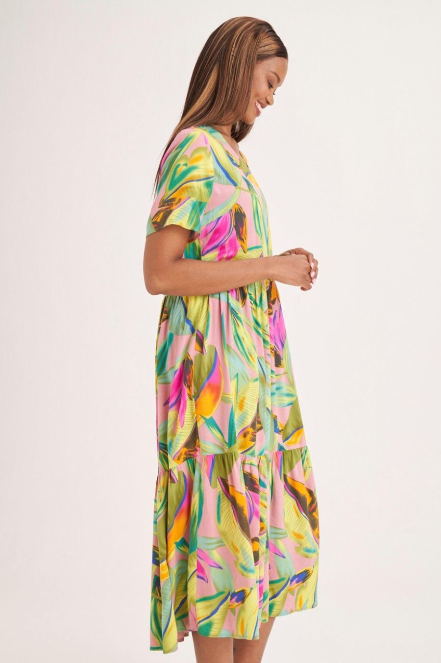 Clothing MILADYS | Floral Print Maxi Tiered Dress Multi