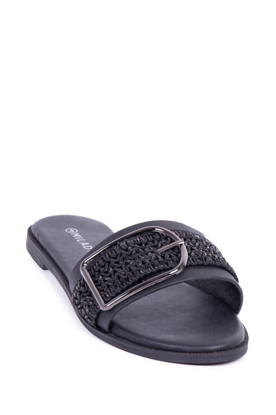 Shoes MILADYS | Single Strap Slip On Sandal Black