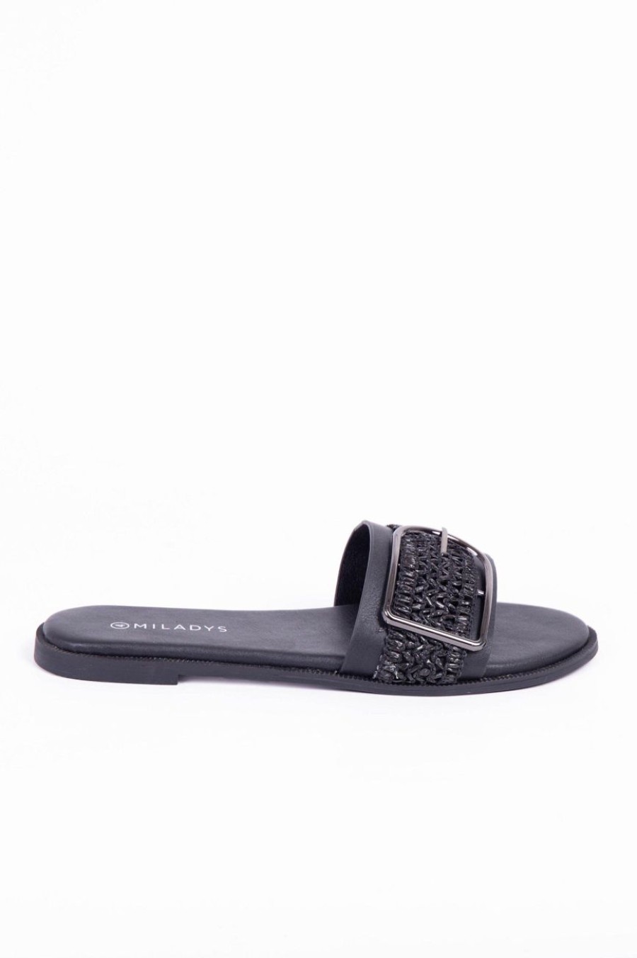 Shoes MILADYS | Single Strap Slip On Sandal Black