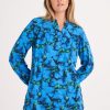 Clothing MILADYS | Floral Print Henley Top Cobalt