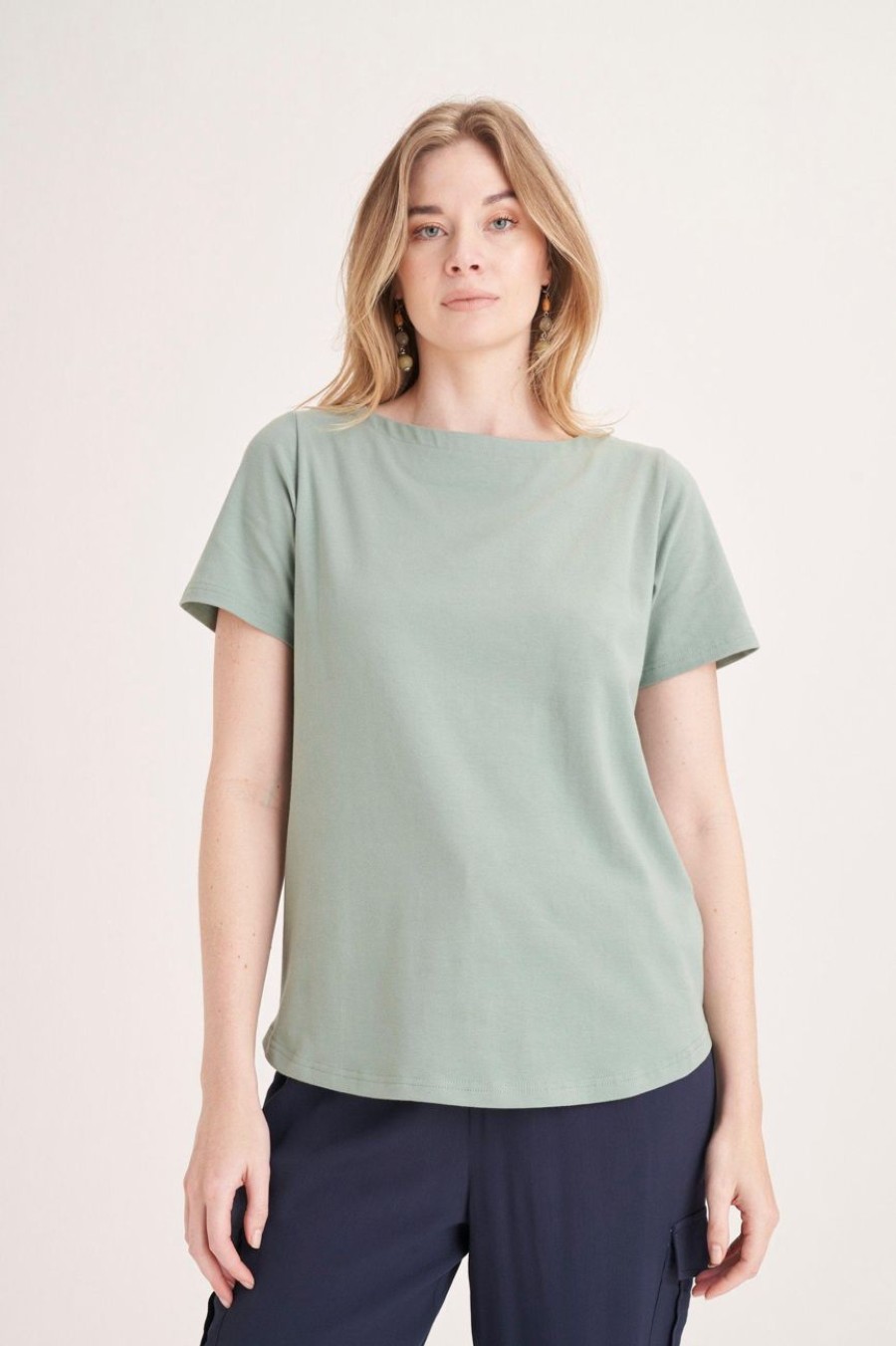 Clothing MILADYS | Boat Neckline Tee Sage