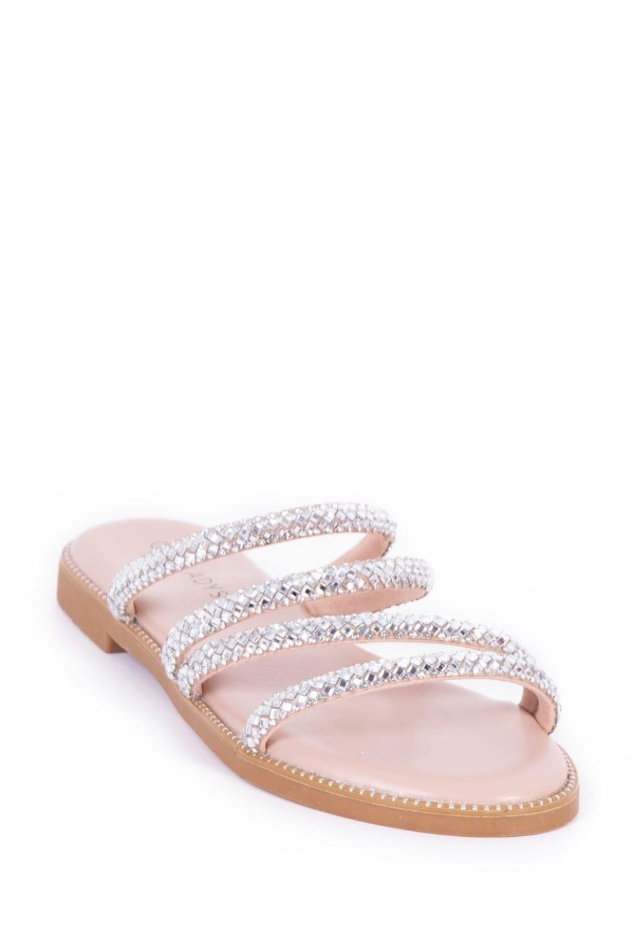 Shoes MILADYS | Embellished Strappy Mule Sandals Taupe