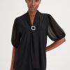 Clothing MILADYS | Buckle Trim Smart Top Black