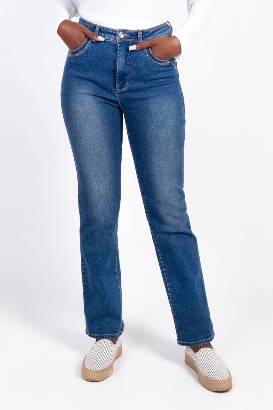 Clothing MILADYS | Wonderfit Straight Leg Denim Jeans Ink