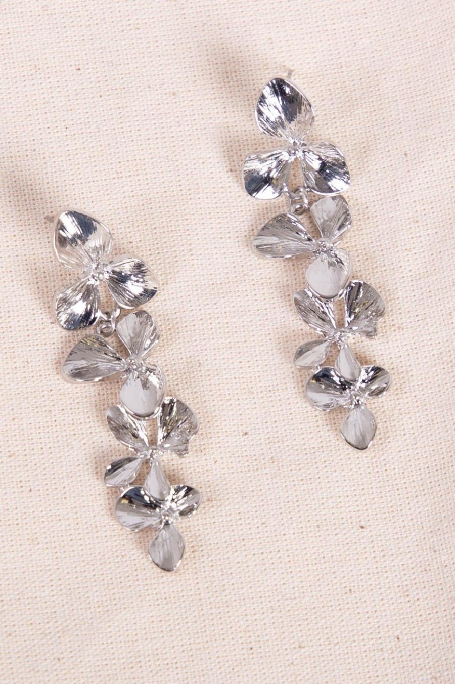 Accessories MILADYS | Floral Drop Earrings Silver