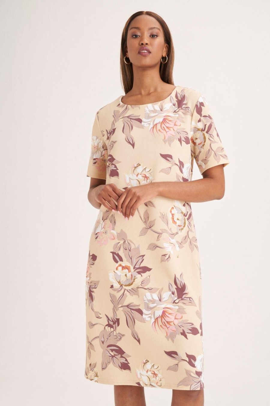 Clothing MILADYS | Floral Print Shift Dress Stone Multi