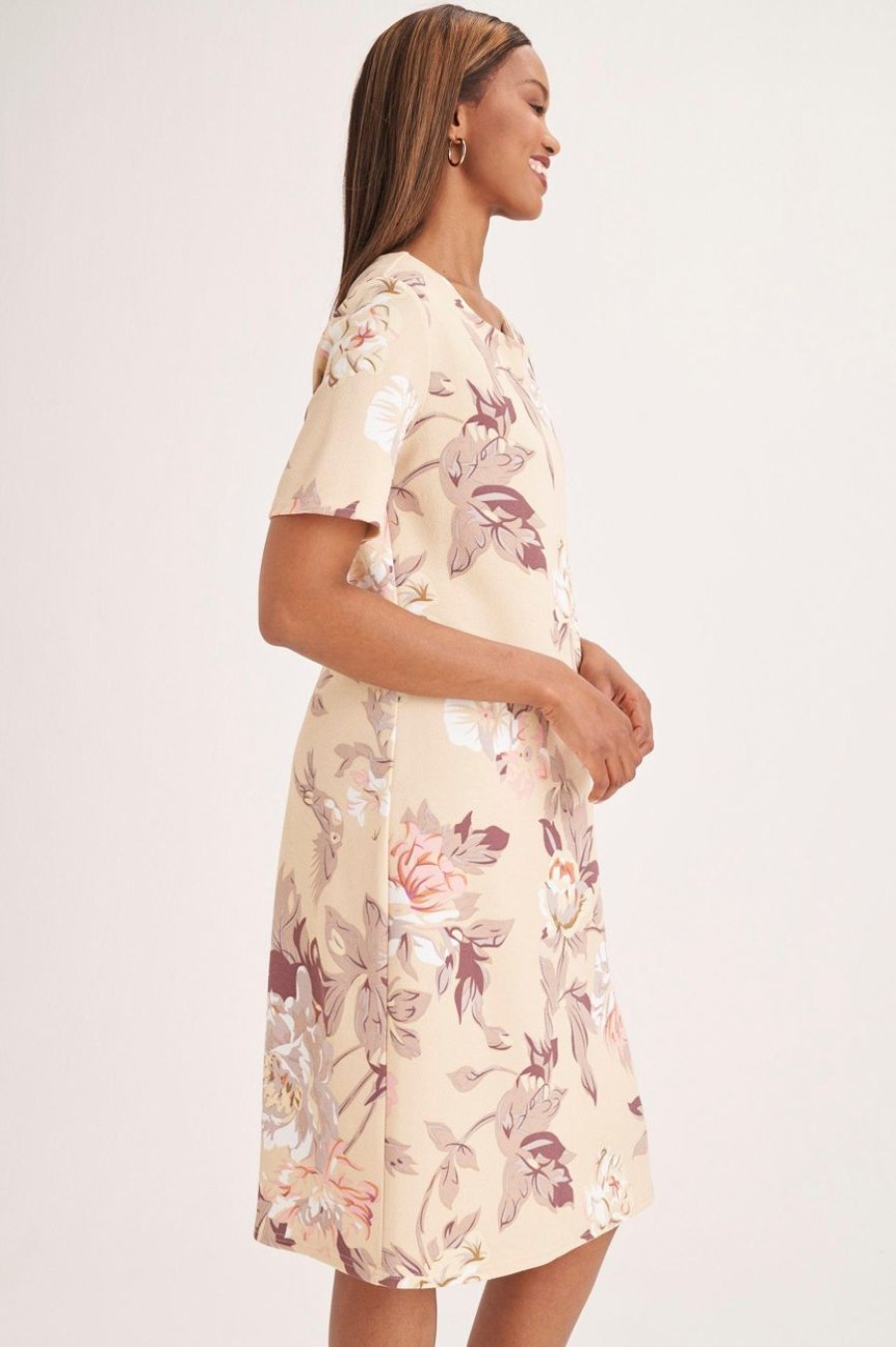 Clothing MILADYS | Floral Print Shift Dress Stone Multi