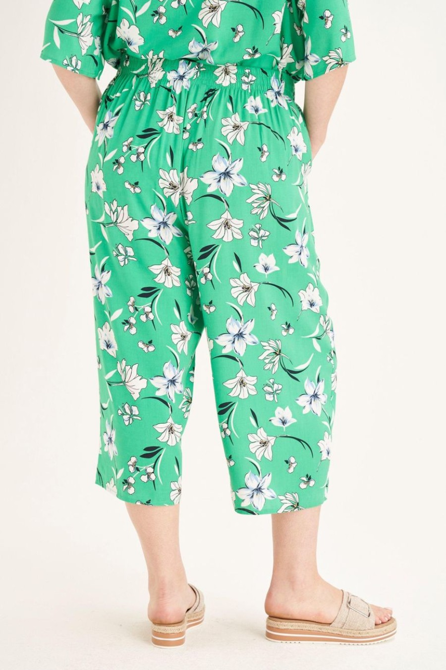 Clothing MILADYS | Floral Print Crops Green Grass Green