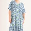 Clothing MILADYS | Mosaic Print Peasant Dress Multi