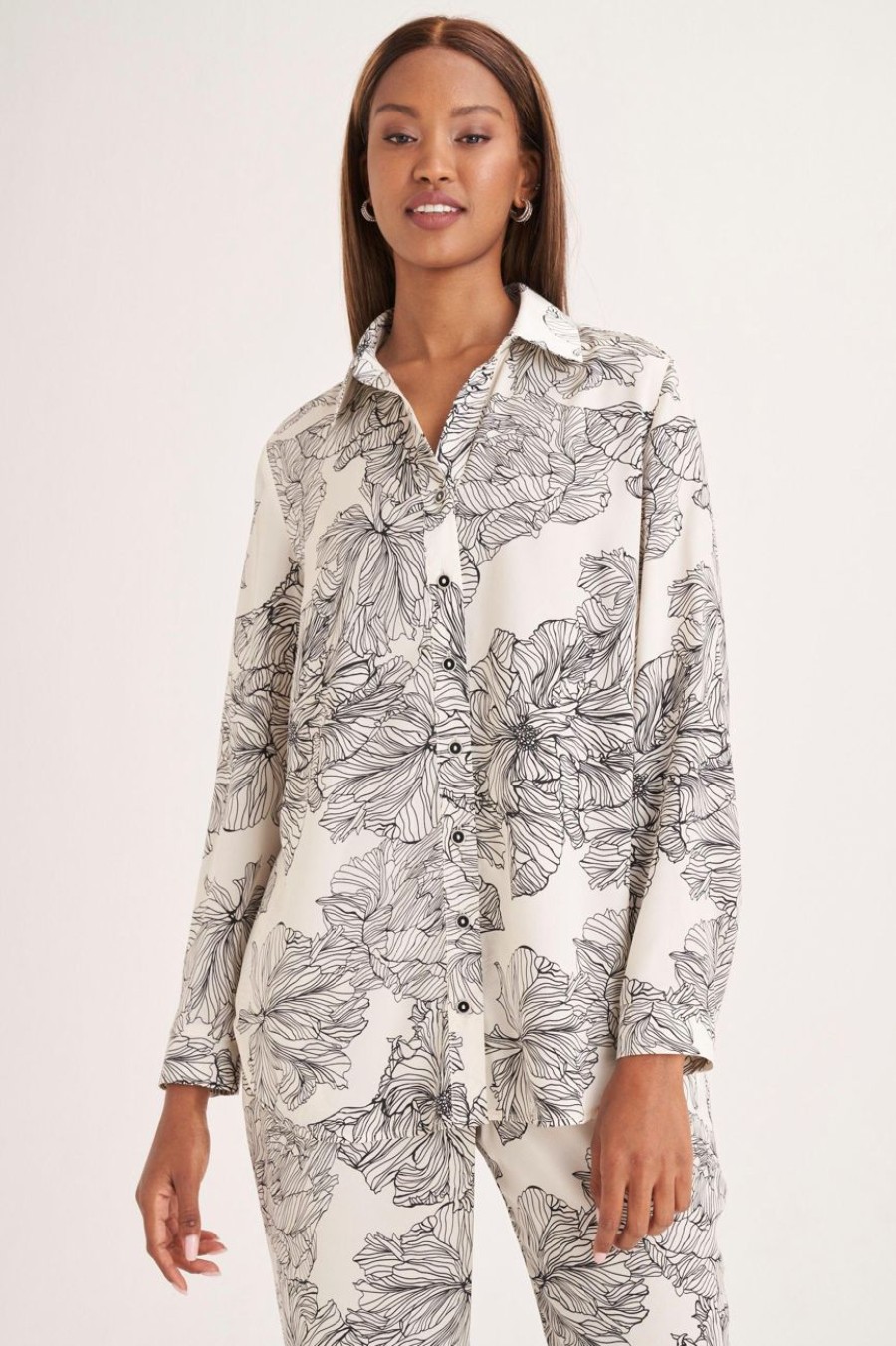 Clothing MILADYS | Floral Print Satin Feel Shirt Multi