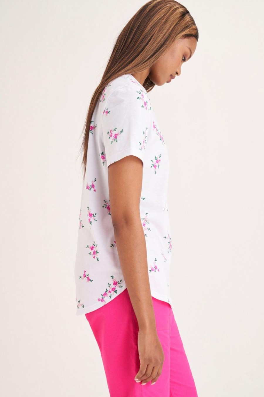 Clothing MILADYS | White Floral Print Tee Multi