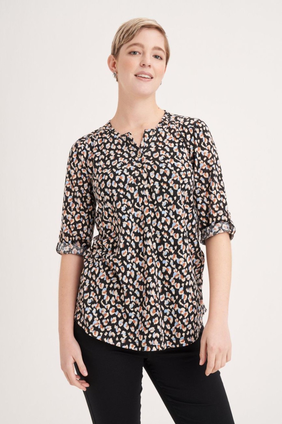 Clothing MILADYS | Animal Print Henley Top Multi