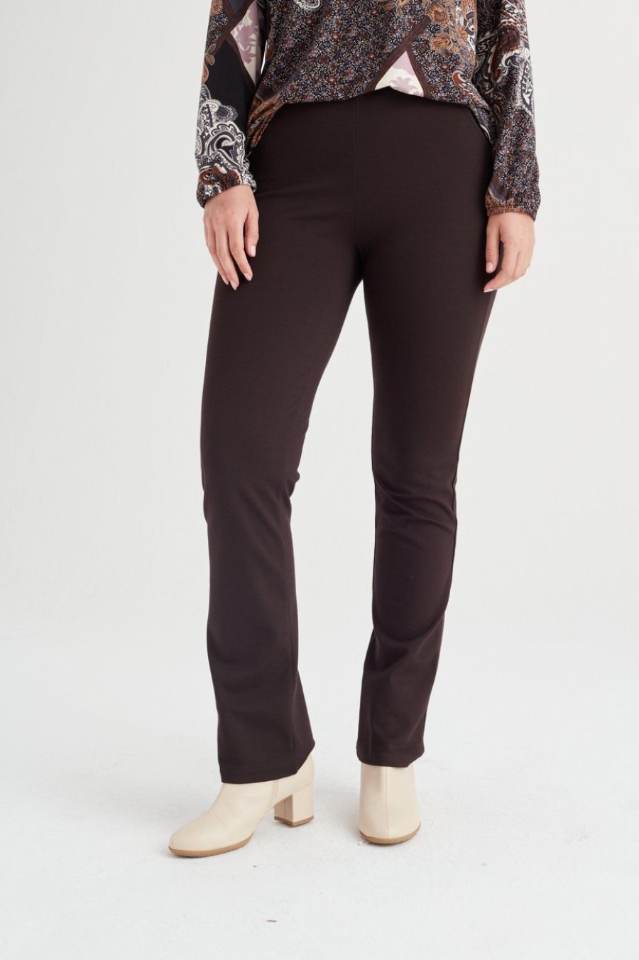 Clothing MILADYS | Brown Straightleg Ponte Pant Chocolate