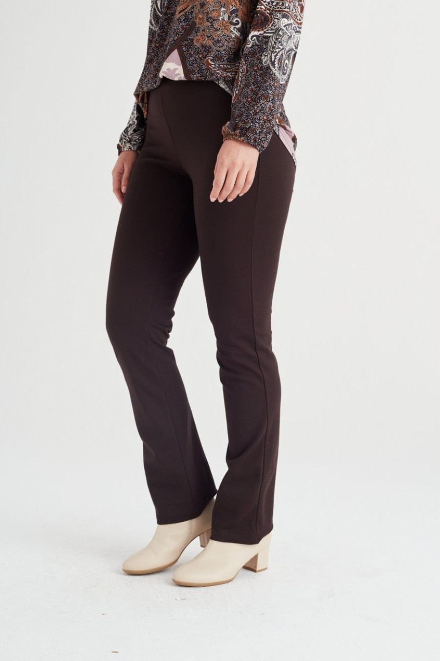 Clothing MILADYS | Brown Straightleg Ponte Pant Chocolate