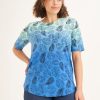 Clothing MILADYS | Ombre Leaf Print Tee Airforce Blue