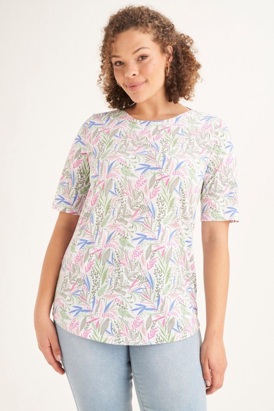 Clothing MILADYS | Leaf Print T-Shirt Multi