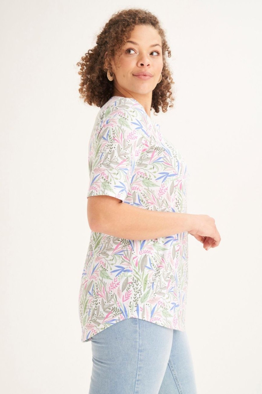 Clothing MILADYS | Leaf Print T-Shirt Multi