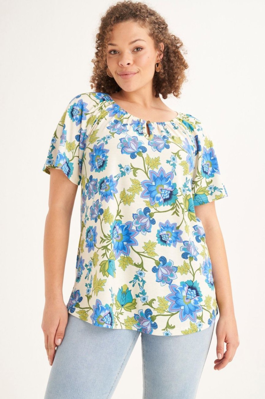 Clothing MILADYS | Floral Print Peasant Top Multi