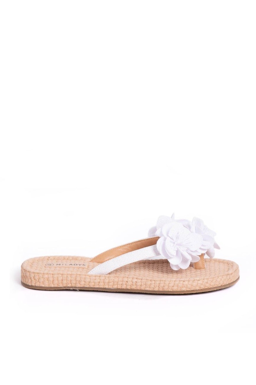 Shoes MILADYS | Flower Thong Sandal White