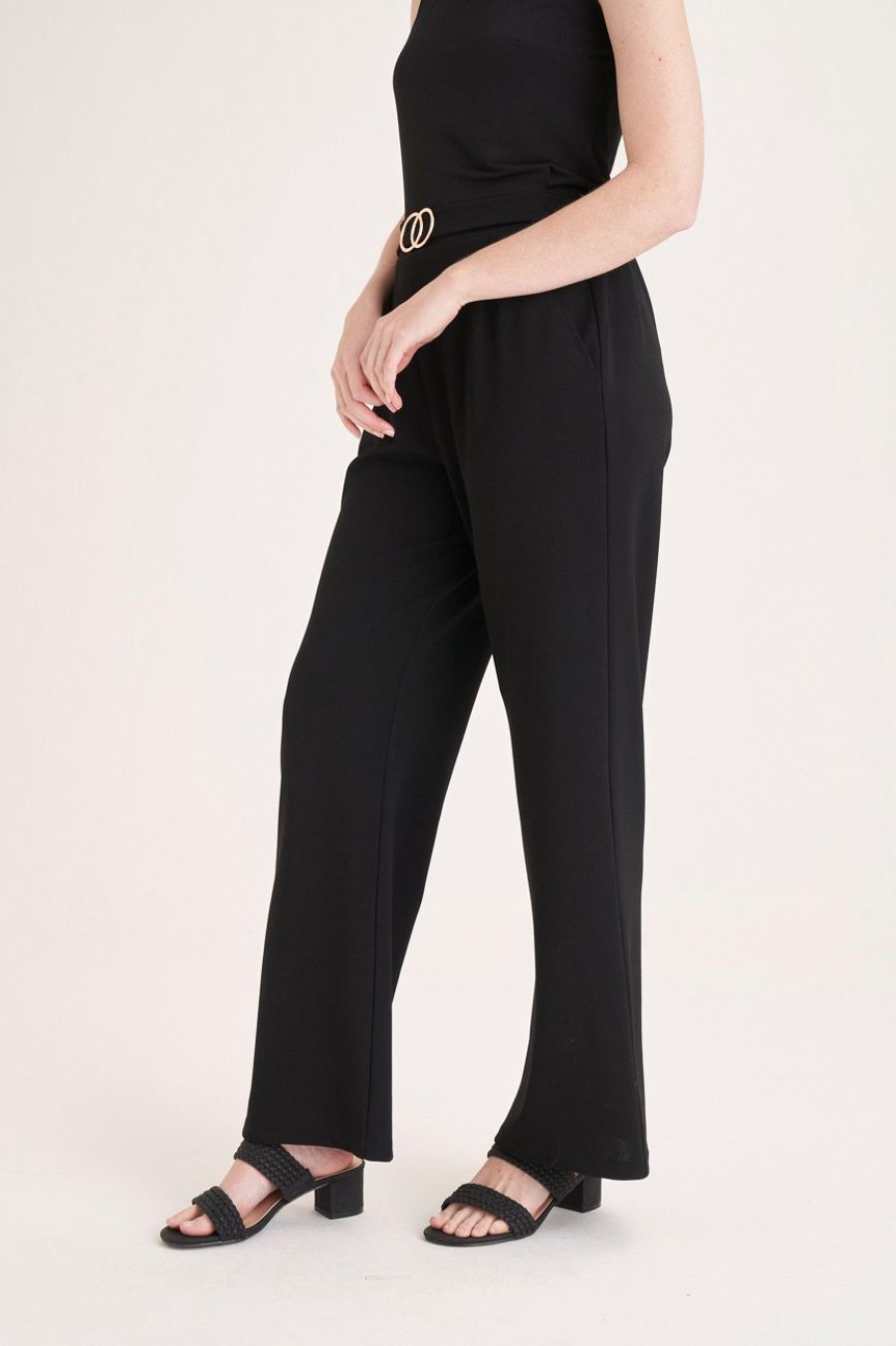 Clothing MILADYS | Wide Leg Pants With Buckle Black